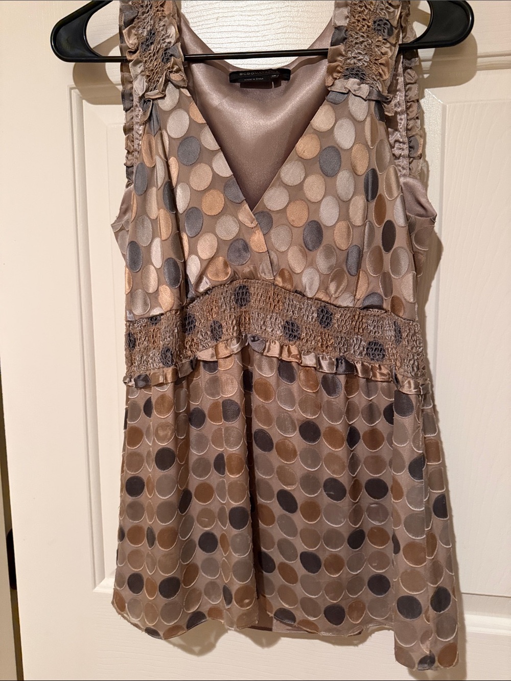 Polka Dot Sleeveless V-Neck Women's top